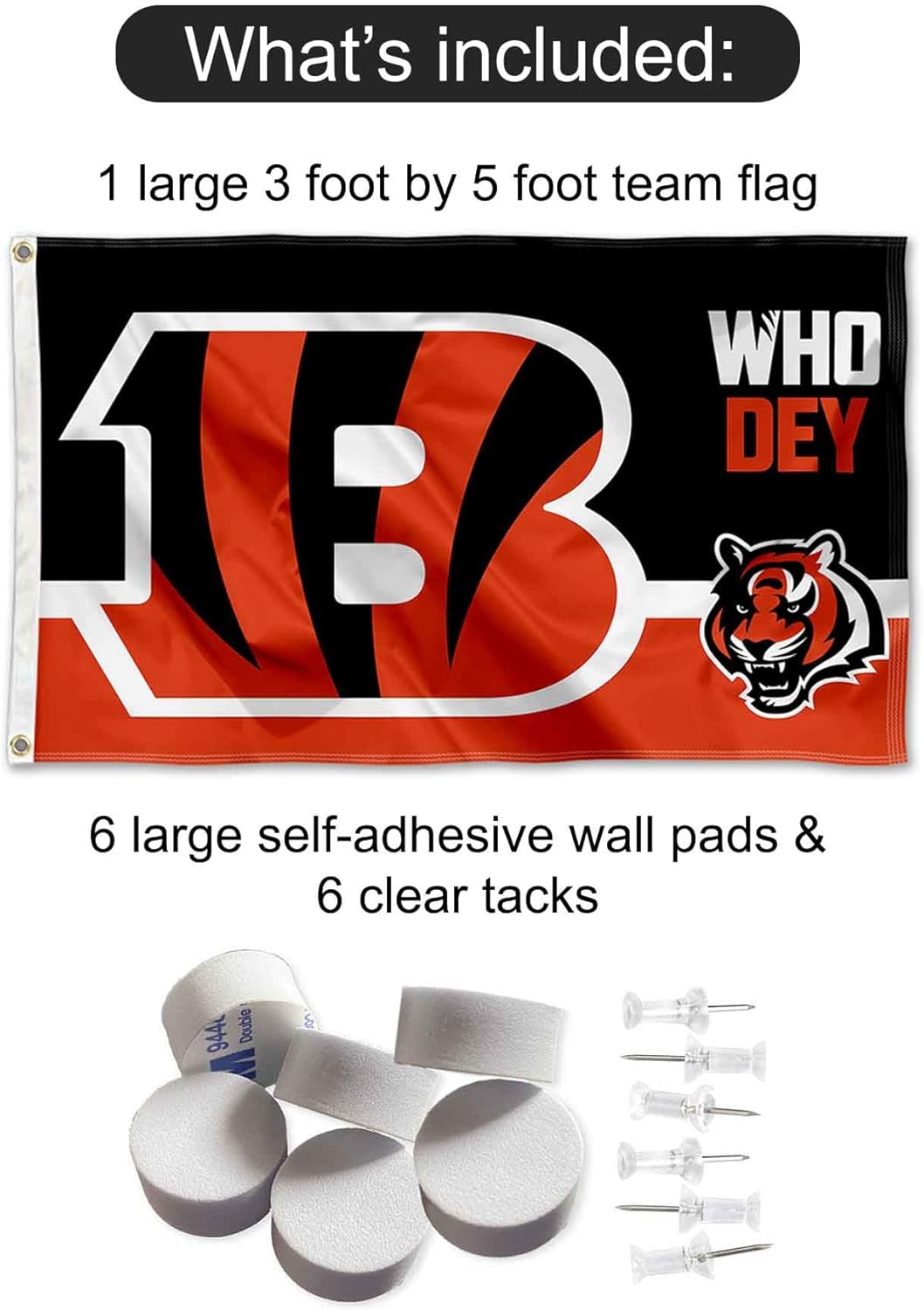 Cincinnati Bengals Who Dey Banner and Tapestry Wall Tack Pads - Image 2
