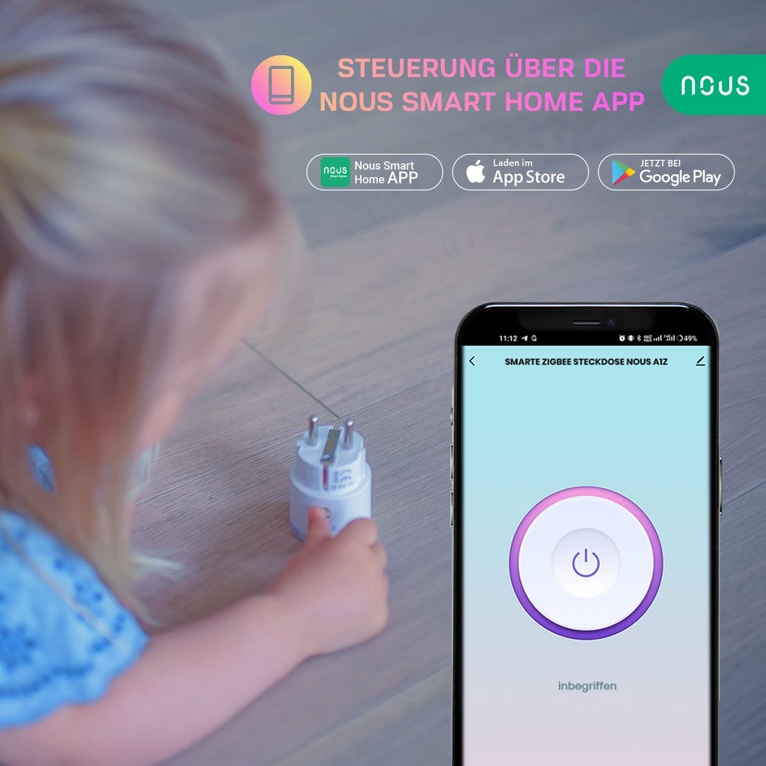 NOUS A1Z Zigbee Steckdose, Smart home Steckdose, Smart Steckdose Stromverbrauch, Smarte Steckdose mit Verbrauchsmessung, Alexa Zubehör Smart Home Geräte, Google Home, Smart Life, Zigbee2MQTT, 16A