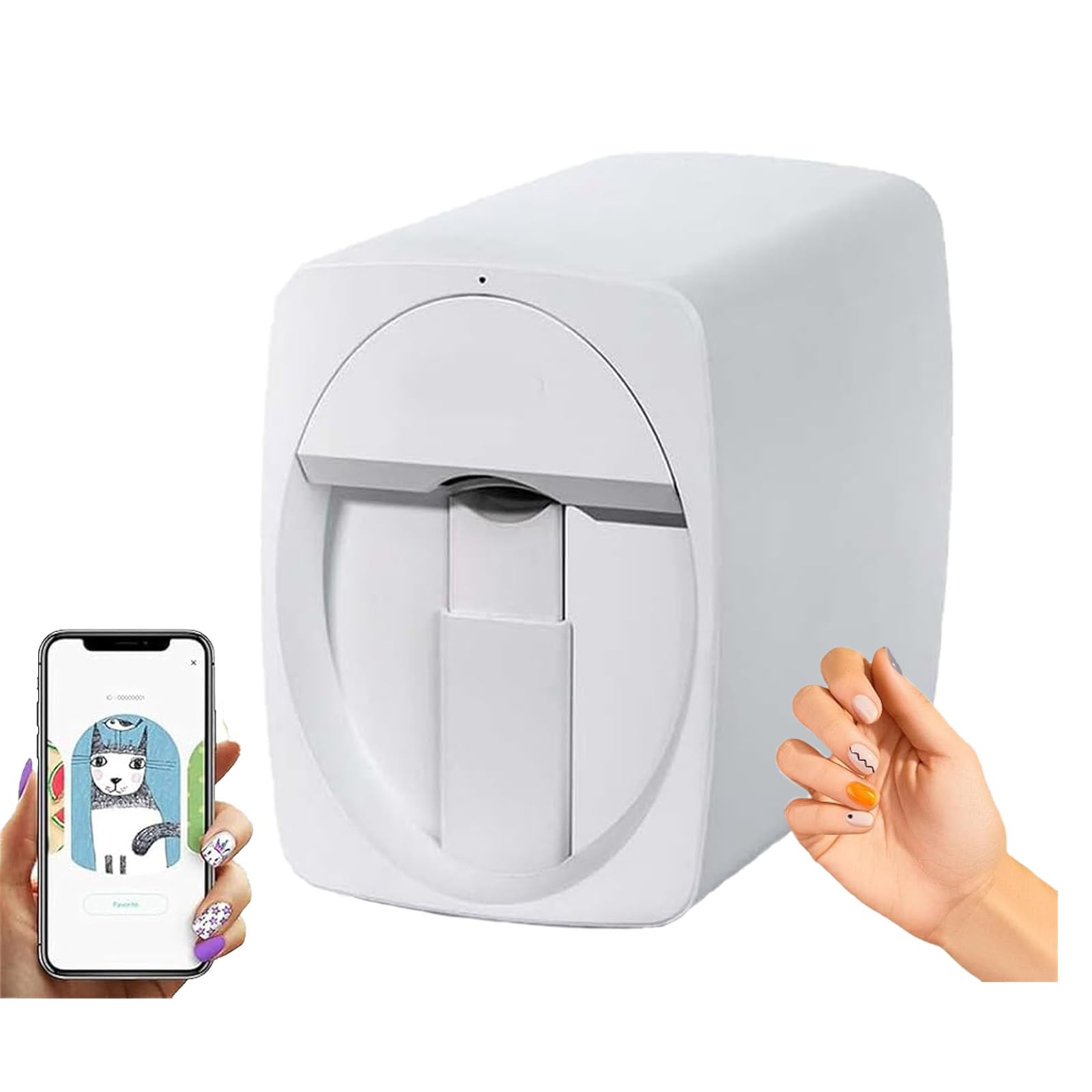 Stampante per Unghie 3D, Macchina Stampante Digitale Mobile per Unghie, Mini Stampante Mobile per Foto Artistiche, Risoluzione di Stampa 2400 Dpi, Riconoscimento Automatico,White