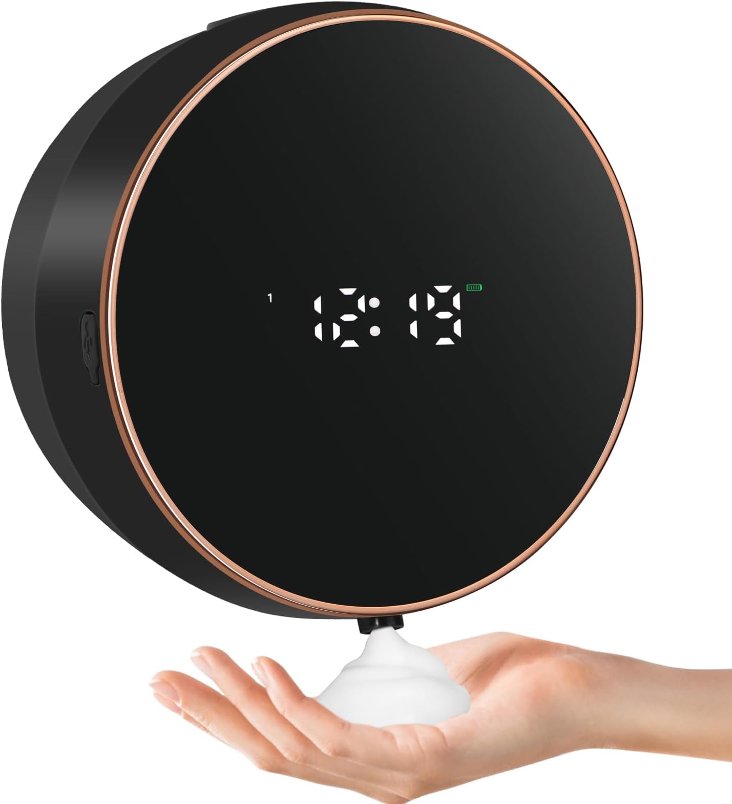 Automatic Soap Dispenser Foam Bathroom: Wall Mount Rechargeable Touchless Adjustable Auto Smart Electric Plastic Black Foaming Soap Dispenser with Clock - Kitchen - Hand Dish Lotion Couple Kids