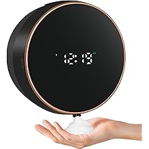 Automatic Soap Dispenser Foam Bathroom: Wall Mount Rechargeable Touchless Adjustable Auto Smart Electric Plastic Black Foaming Soap Dispenser with Clock - Kitchen - Hand Dish Lotion Couple Kids