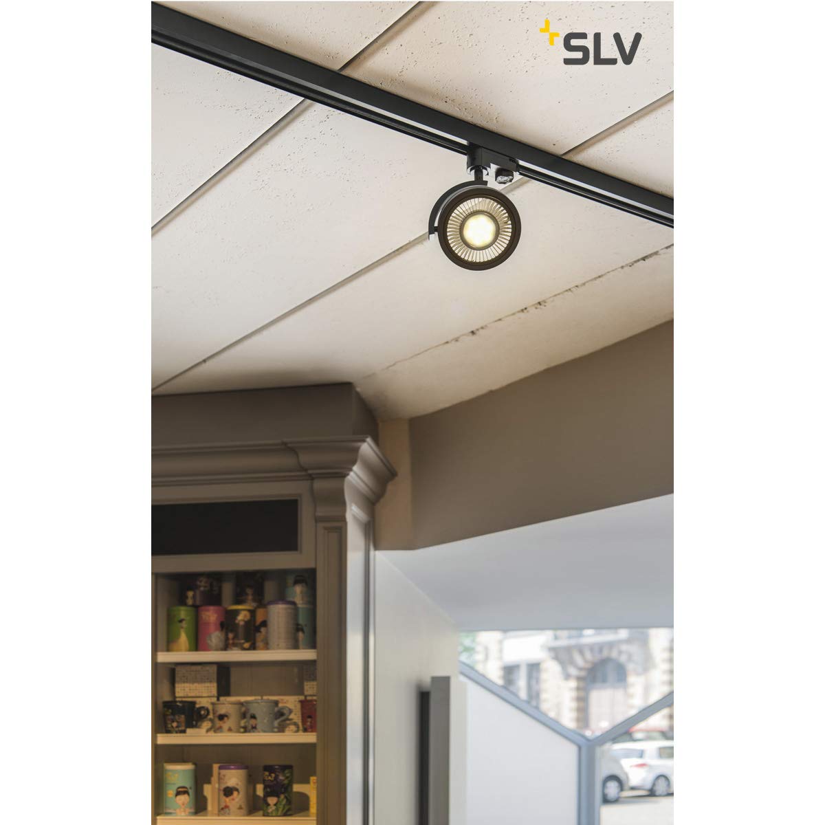 SLV Blanco trifásico KALU Track, Foco led, proyector, luminaria de Techo, Sistema de Carril, iluminación de Interior / GU10 75 W