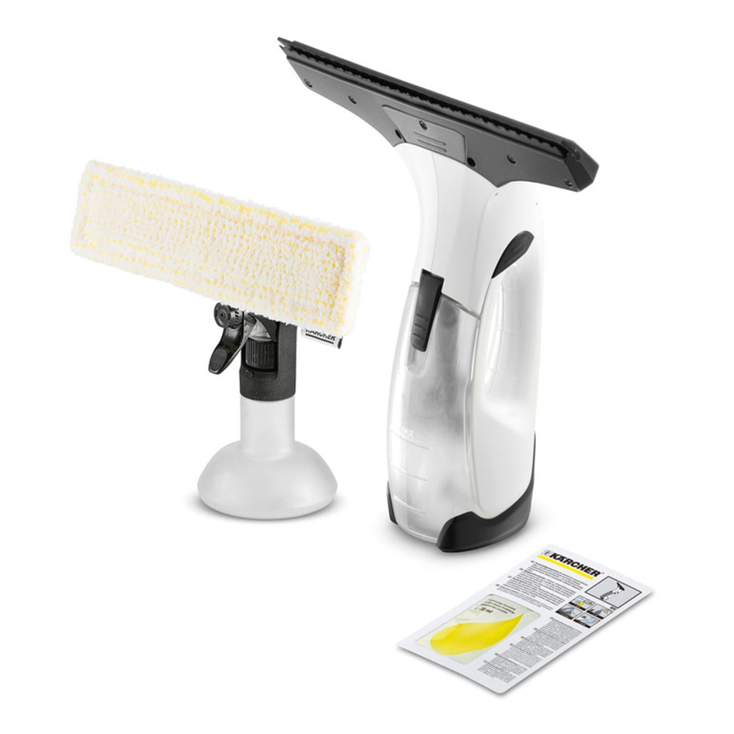 Karcher Window Vac WV 2 Plus, Battery Running Time: 35 min, LED Display for Battery Status, Suction Nozzle: 280 mm, Spray Bottle with Microfibre Cloth, 20 ml Window Cleaner Concentrate