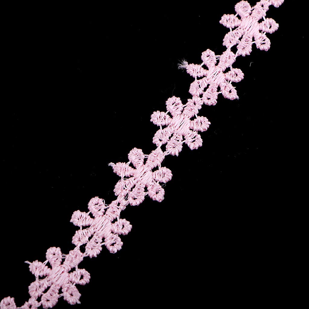 Juego de 5 cintas de encaje bordado de margaritas de 12 mm de 12 mm para costura, manualidades, color rosa