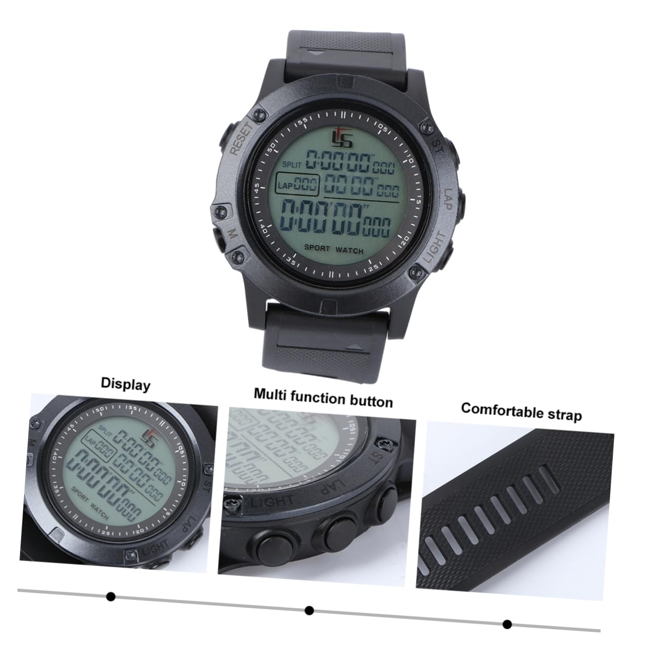 GALPADA Orologio Sportivo Uomo Multifunzionale Per Arbitro Calcio Con Cronografo Timer Countdown e Retroilluminazione Notturna Cronometro Digitale Precisione Centisecondo Cinturino Resiste