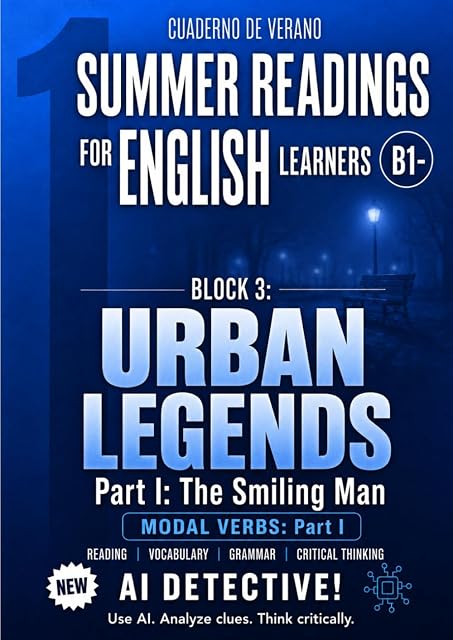 Portada de Summer Readings for English Learners Volume 3 - Urban Legends: Cuaderno de verano de inglés con lecturas, vocabulario, gramática y Detective IA