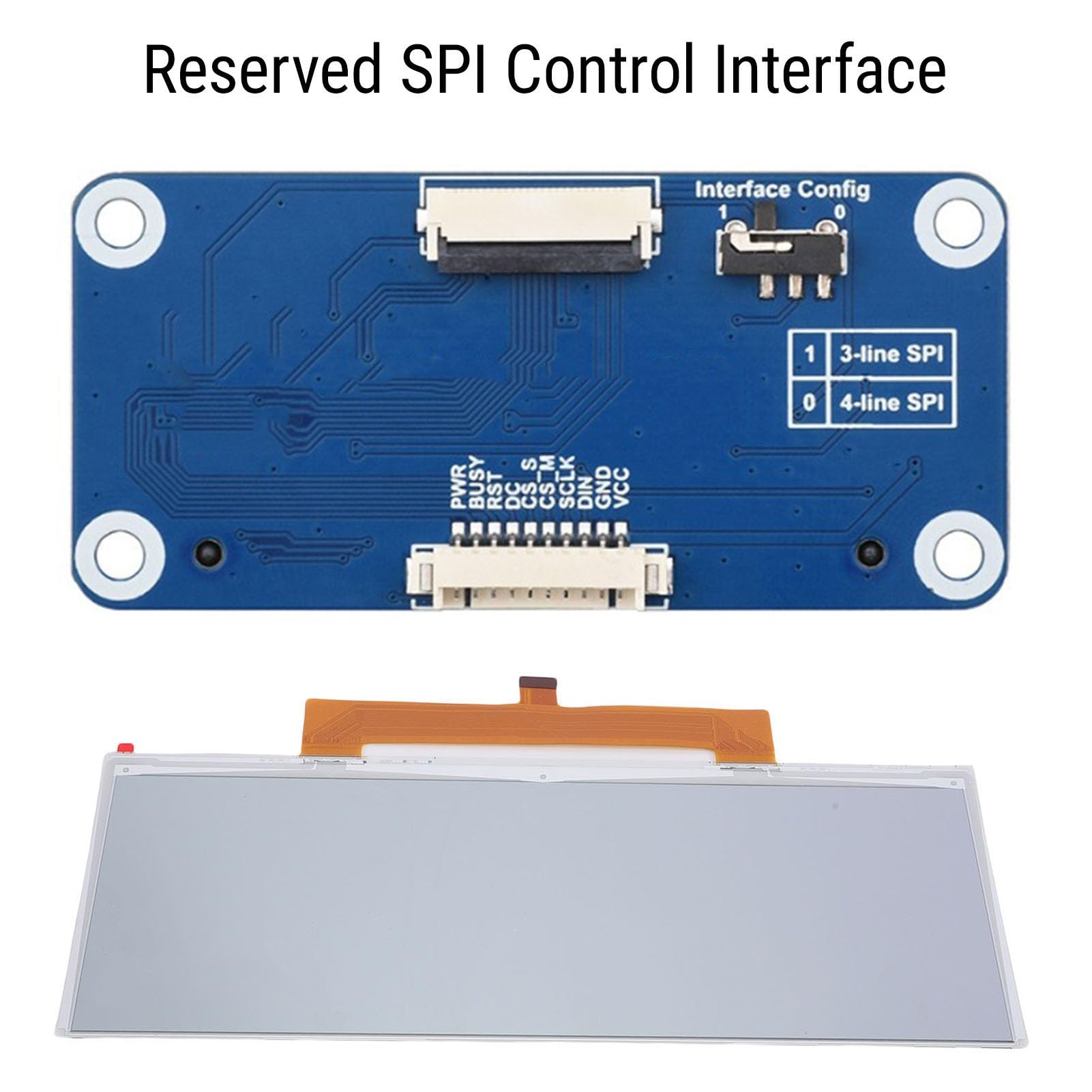 Goshyda Display Carta Elettrica da 10,85 Pollici 1360x480 SPI in Bianco e per Scheda Driver Pi 5 4B 3B Zero Pico, Modulo Schermo Inchiostro Elettronico a Basso Consumo Adatto per