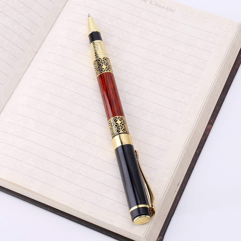 Luxury Metal Ballpoint Pen Imitation Wood Emboss Pattern Rollerball Pen Business Signature Pen Office Stationery - 0 5mm — view 2