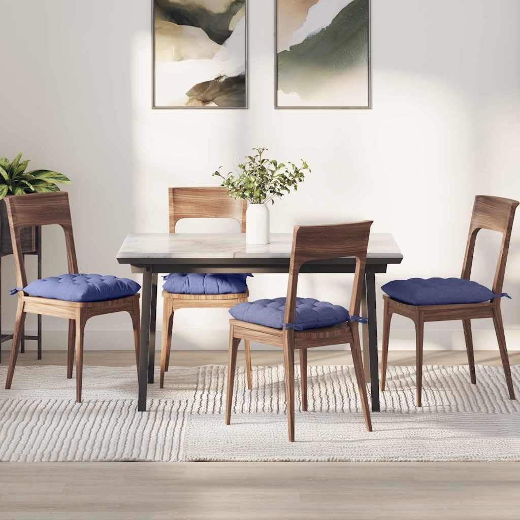 Cuscini da seduta 4 pezzi, 40 x 40 x 6 cm, tessuto blu denim