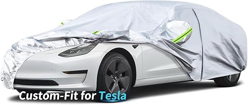 Miniatura 8 de Funda a medida para automóvil Tesla, funda de automóvil de 7 capas impermeable para todo tipo de clima, para exteriores, cubierta completa contra la