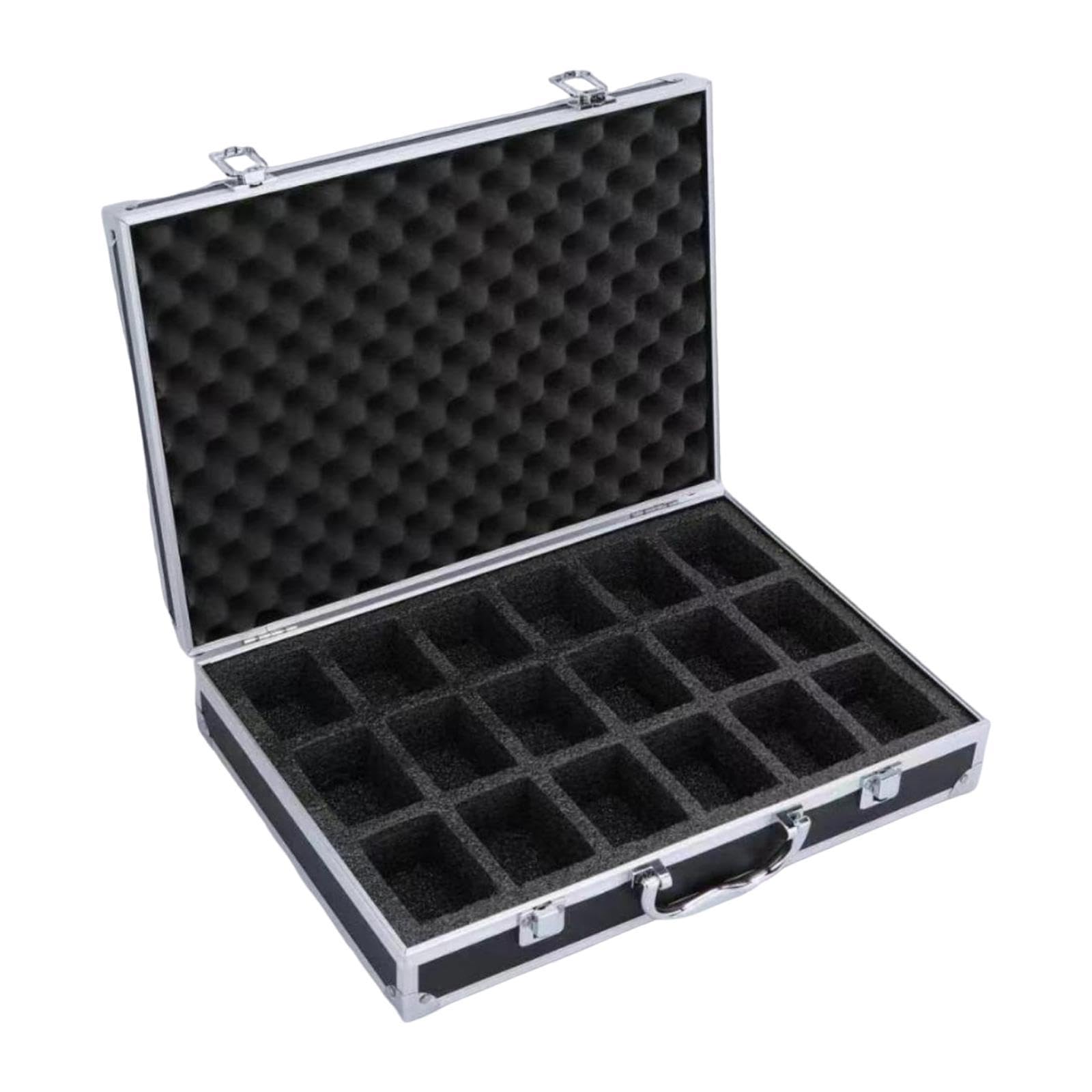 Amagogo Caja almacenamiento para relojes, estuche rígido aleación aluminio, estuche regalo para exhibición y colección, organizador para relojes, Negro, 18 Ranuras