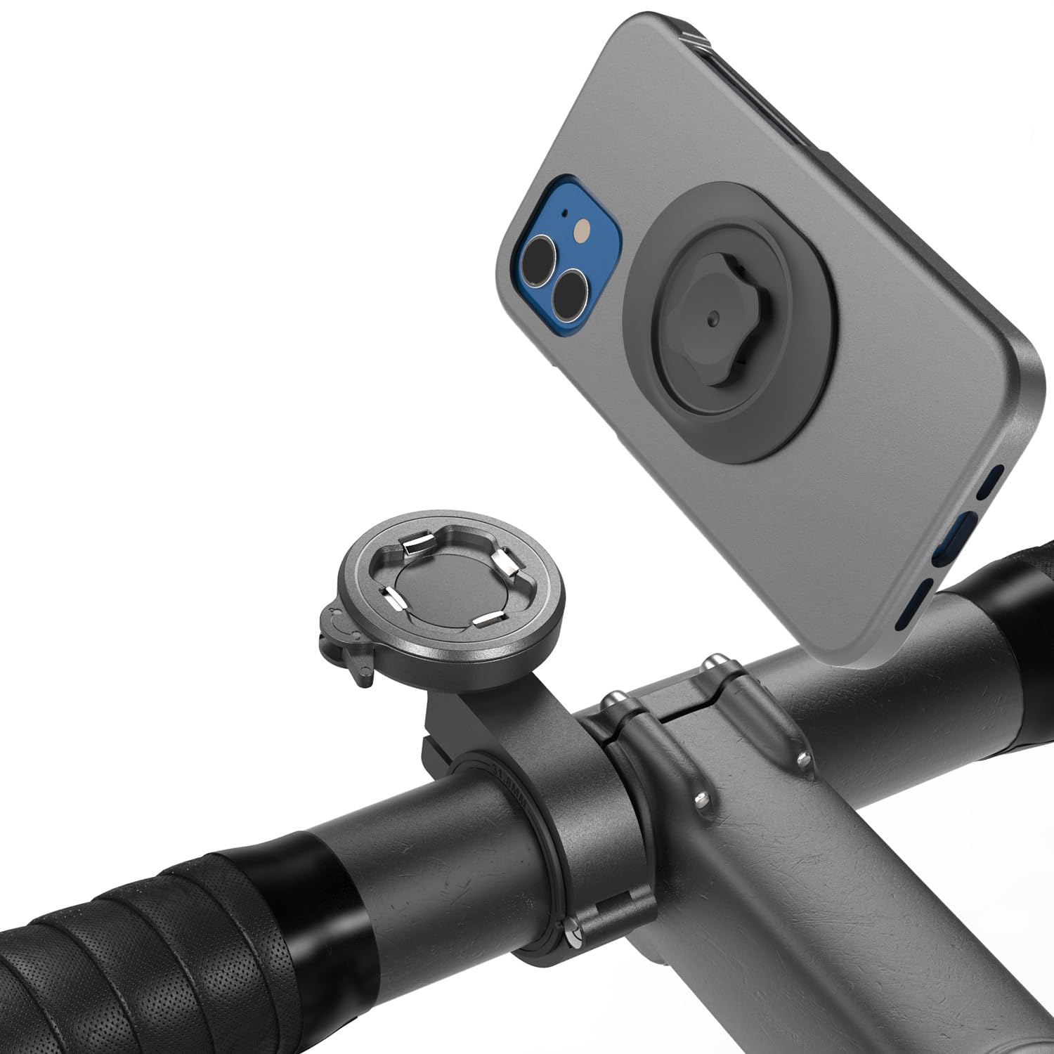 CQ Porta Cellulare Bici, Supporto Telefono Moto/Bicicletta - Stabile e Sicuro, Attacco e Stacco Rapido Portacellulare Bici Manubrio con Adattatore, Porta Smartphone in Alluminio per Scooter/MTB Stelo