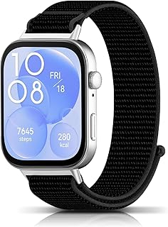 حلقة رياضية من دلع موبايلك متوافقة مع هواوي ووتش فت 3 و4 و4 برو، سوار نايلون بألوان أسود وأزرق وأخضر ورمادي وأبيض للجنسين مقاس 11.99-22.99 سم