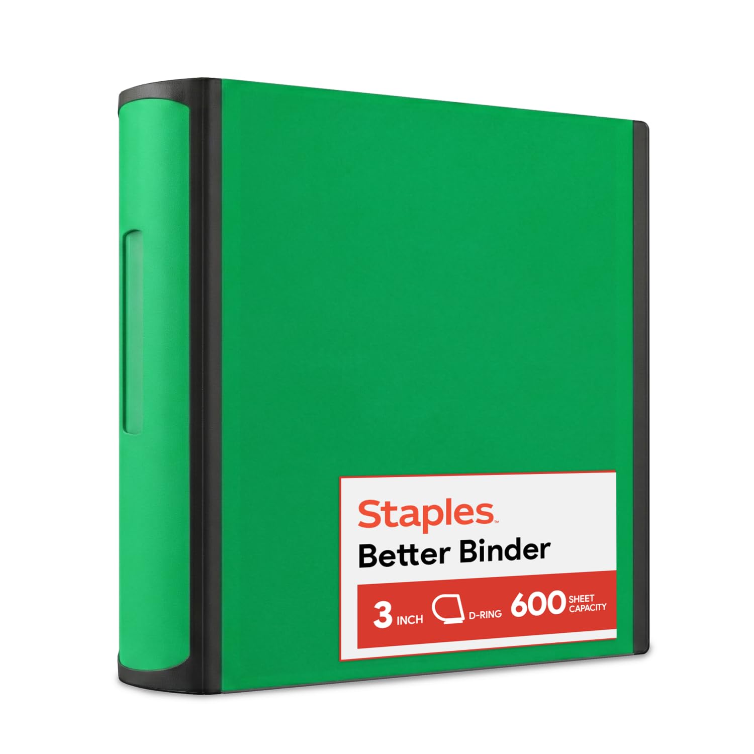Staples 3 Inch D Ring View Binder, Clear View Cover with Pockets, Holds 600 Sheets, 3 Ring Binder for School, Home & Office Organization, Green