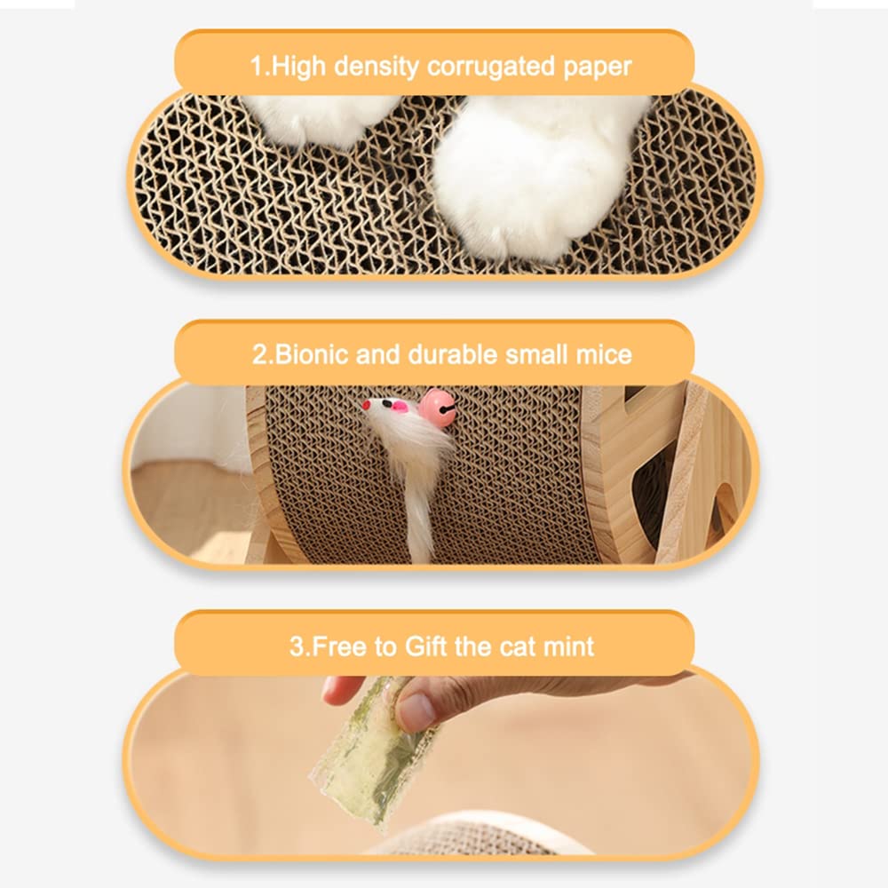 Juguete para Mascotas Noria Gato Pata Columna Gato Garra Interactiva Ejercicio De Molienda Papel Corrugado Natural Resistente Al Desgaste