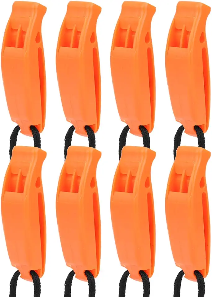 Generic Apito de Sobrevivência de Dupla Frequência Ao Ar Livre 8 PCS para Esportes Aquáticos Contato de Emergência Apito Leve para Camping Caminhadas Laranja/Verde Militar/Preto 7,2 X 2 X 1,5 Cm