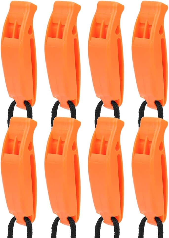 Generic Apito de Sobrevivência de Dupla Frequência Ao Ar Livre 8 PCS para Esportes Aquáticos Contato de Emergência Apito Leve para Camping Caminhadas Laranja/Verde Militar/Preto 7,2 X 2 X 1,5 Cm
