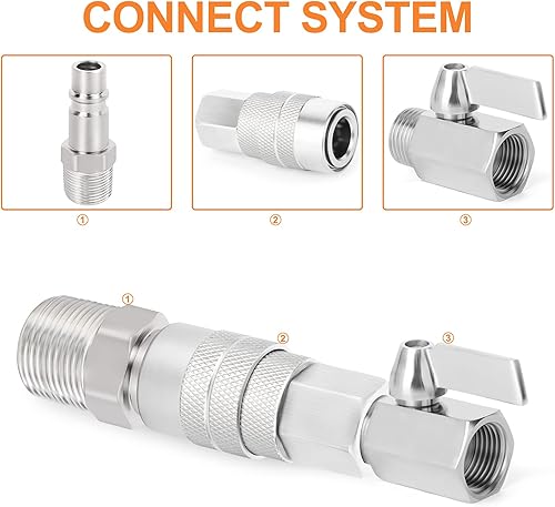 Vista 16 de GASHER 10PCS 1/2-Inch NPT hembra Industrial Air Tool Fitting, 1/2 pulgada de alto flujo neumáticos presión máxima de trabajo 300PSI