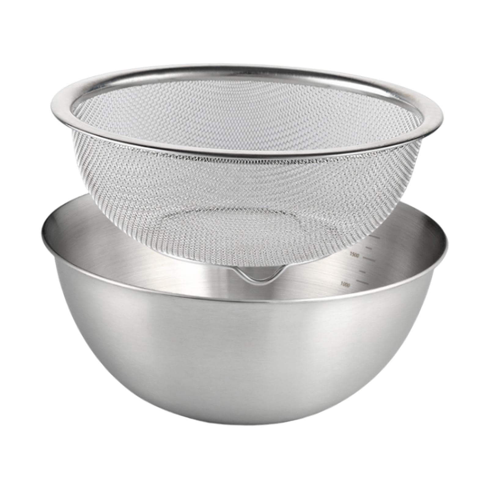 2 Pieces Fruit Vegetable Washing Basket, Rice Washing Bowl Colander Food Strainers Set, 304 Stainless Steel Colander with Mixing Bowl for Rice, 24cm