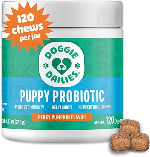 Doggie Dailies Probiótico para cachorros Probióticos para cachorros con enzimas digestivas, promueve la salud digestiva, apoya el sistema