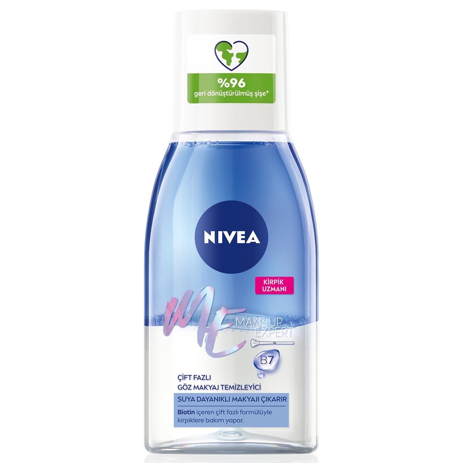 NIVEA Çift Fazlı Göz Makyaj Temizleyici 125 ml,Biotin,Kirpik Bakımı,Suya Dayanıklı Maskara ve Makyaj