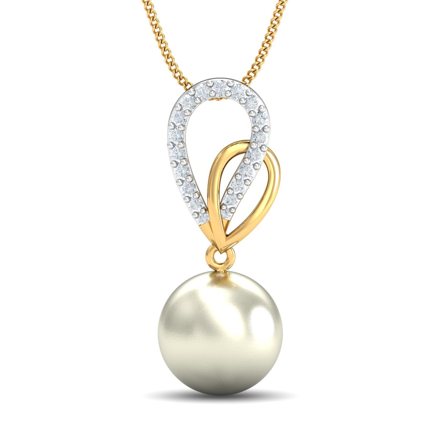 18KT Yellow Gold Pearl of Love Pendant for Women-image-24