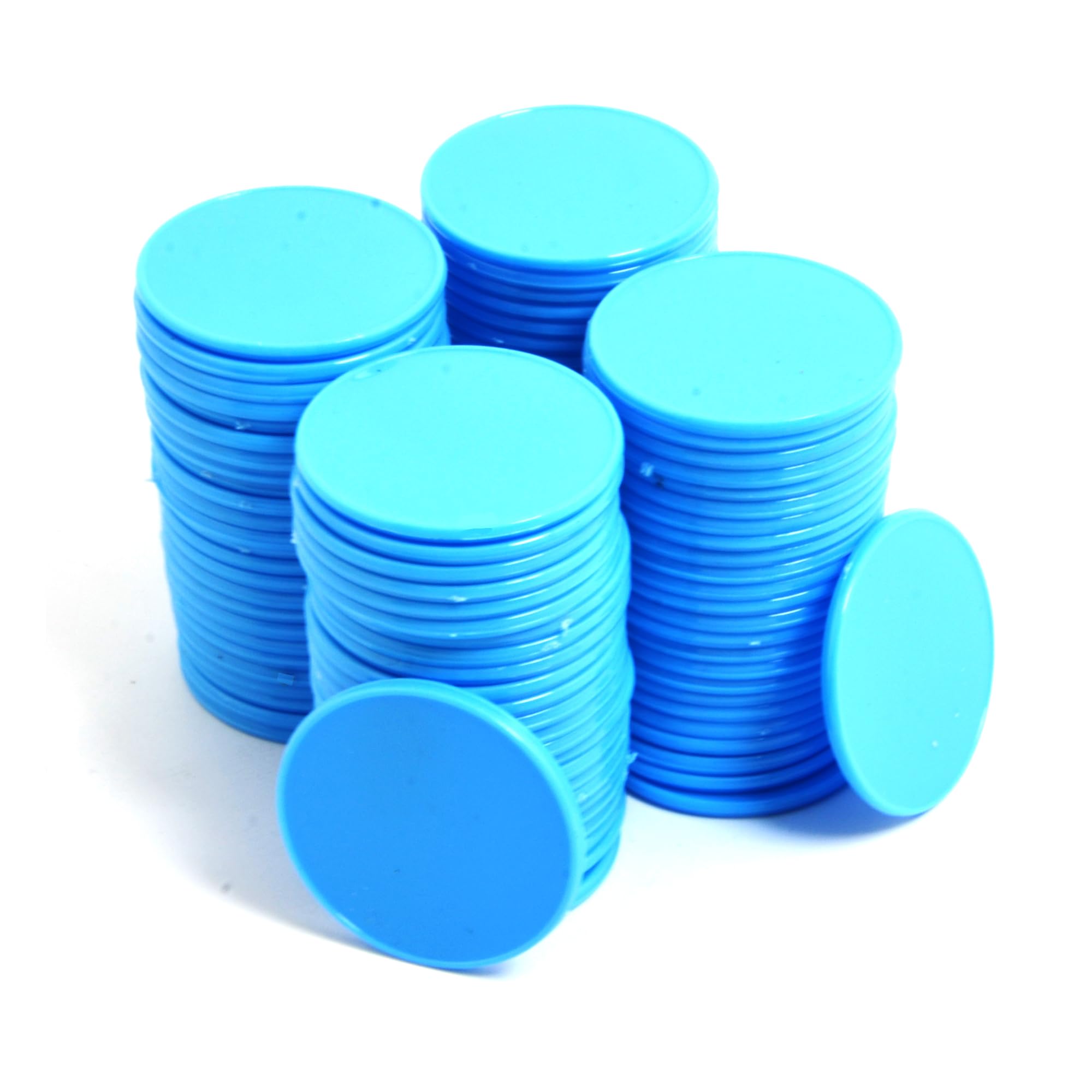 Smartdealspro Opaque Plastic Learning Counters Mini Poker Chips Games Tokens with Storage Box (Sky Blue, 32mm(100pcs))