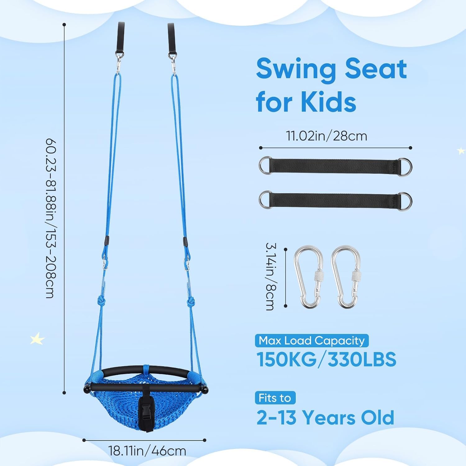 Columpio 2 en 1 para niños con cuerdas ajustables, columpio para árbol