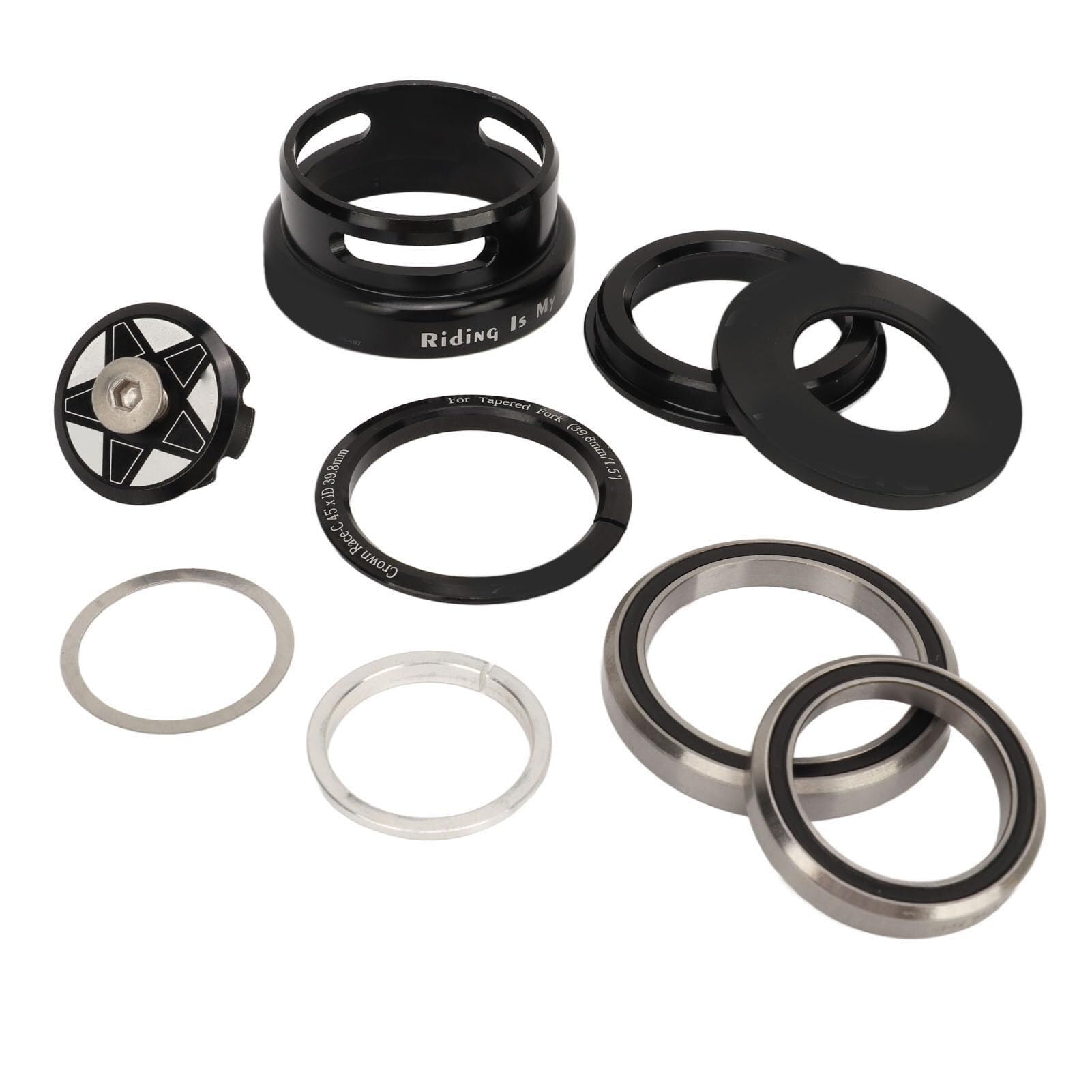 Łożysko, Stery rowerowe do prostej ramy sterowej 49,7 mm, materiał ze stopu aluminium, wykonane CNC, uszczelnione podwójne łożyska, wodoodporne, odporne na rdzę, część zamienna z nakrętką gwiazdową