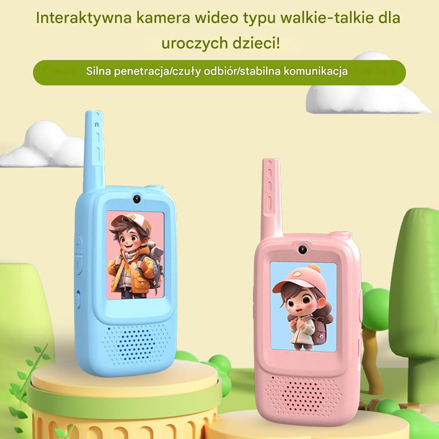 Dziecięce Walkie-Talkie 2 Sztuki Radiotelefon z Ekranem HD i 4 Zmieniaczami