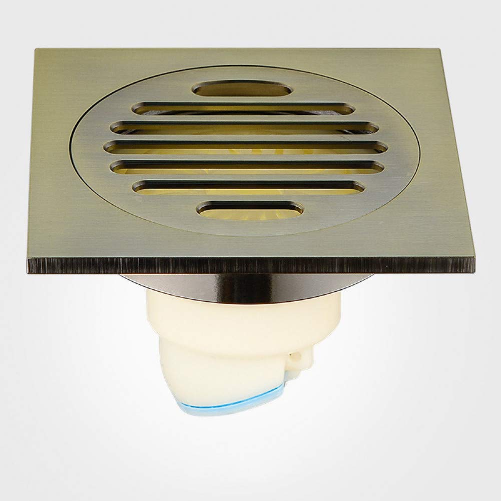 Siphon de Sol, Siphon de Sol déodorant Tout en cuivre, Siphon de Sol en Laiton, Dessin épaississant, Siphon de Sol de Salle de Douche, Siphon de Sol carré pour Machine à Laver, 100 x 100 mm (G1)