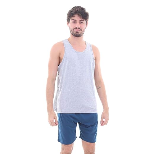 Kit 2 Pijamas Algodão Curto Regata Masculino Mechler