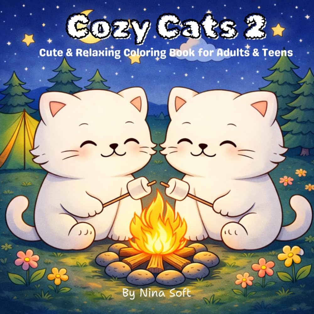 Cozy Cats 2: Cute & Relaxing Coloring Book for Adults & Teens