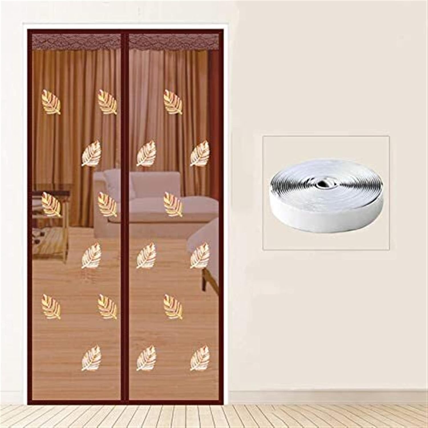 Magnetic Fly Screen Door with Magnet and Full Frame Hook Loop Damper Mesh Fly Net for Bedroom Window Hands-Free Mosquito Net