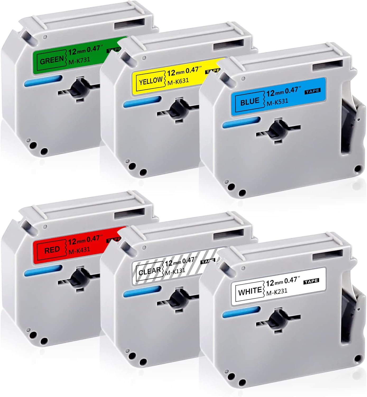 M Tape Colored Compatible with Brother Label Maker Tape M-k231 MK 131 431 531 631 731 12mm 0.47 Tape for Brother PTouch PT-M95 PT-70BM, PT-45, PT-65, ...