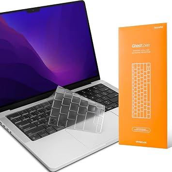 GhostCover Original Premium Ultra Thin Keyboard Cover Protector, Compatible with 2025 2024 2023 2022 2021 M4/M3/M2/M1 Pro/Max MacBook Pro 14/16, M4/M3/M2 MacBook Air 13/15, EU ISO Layout, Clear