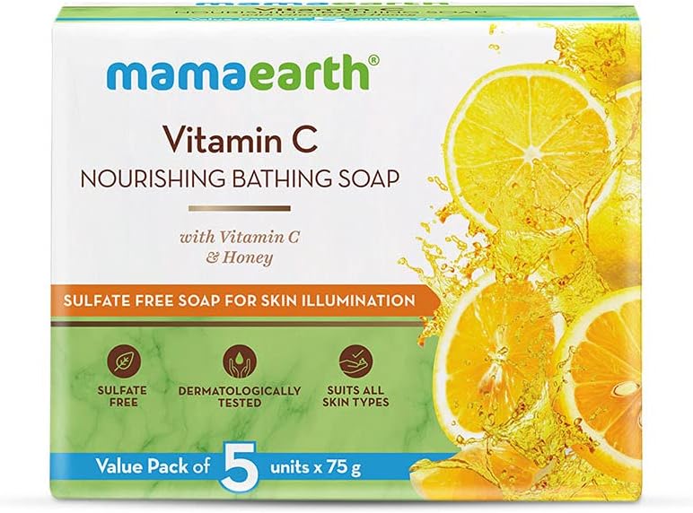 MAMAEARTHVitamin C Nourishing Bathing Soap With Vitamin C and Honey for Skin Illumination 5x75g