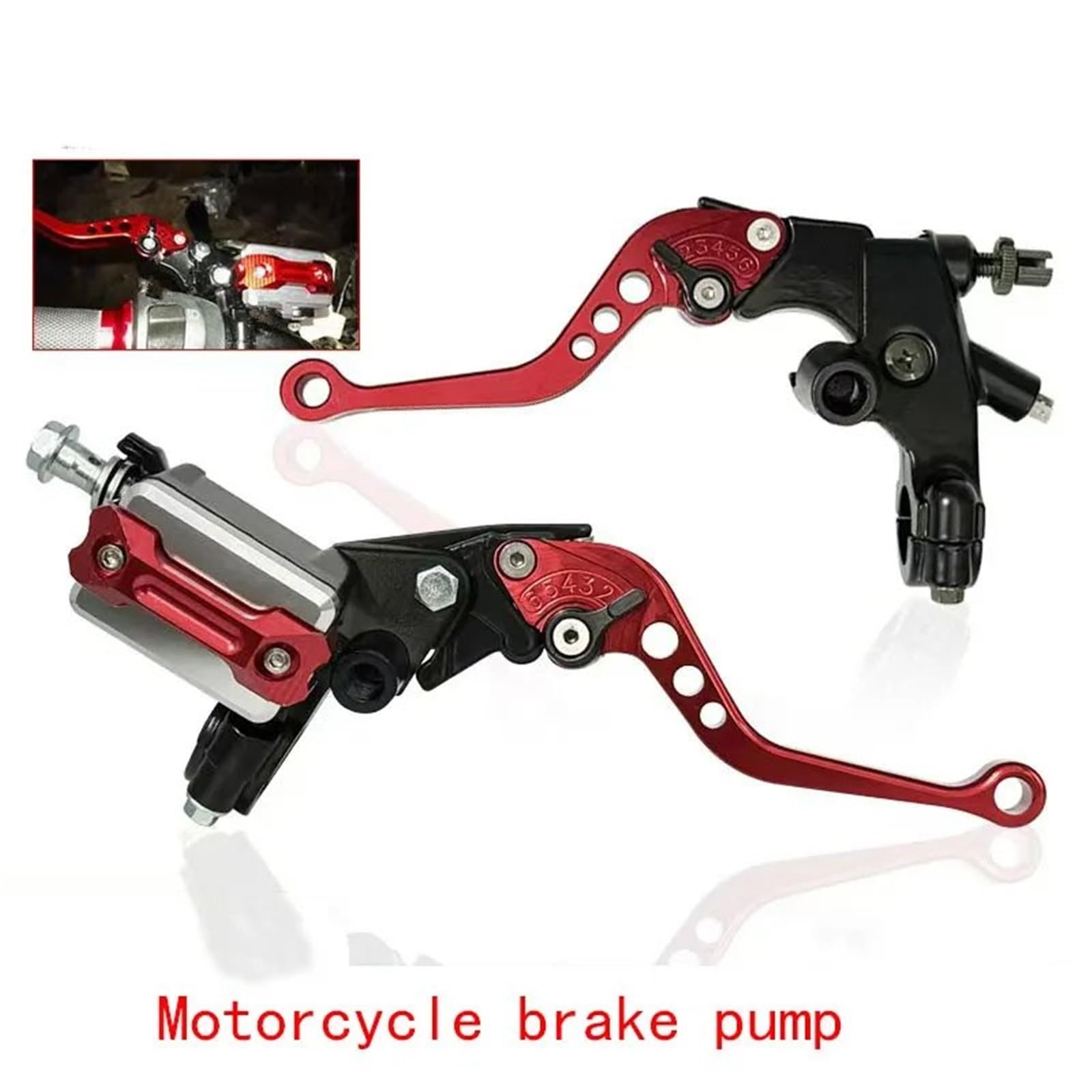 Leva Frizione Freno Moto Accessori modificati per motocicletta Pompa pompa freno principale freno idraulico Frizione con impugnatura in alluminio CNC Freno Frizione Leva(Red)