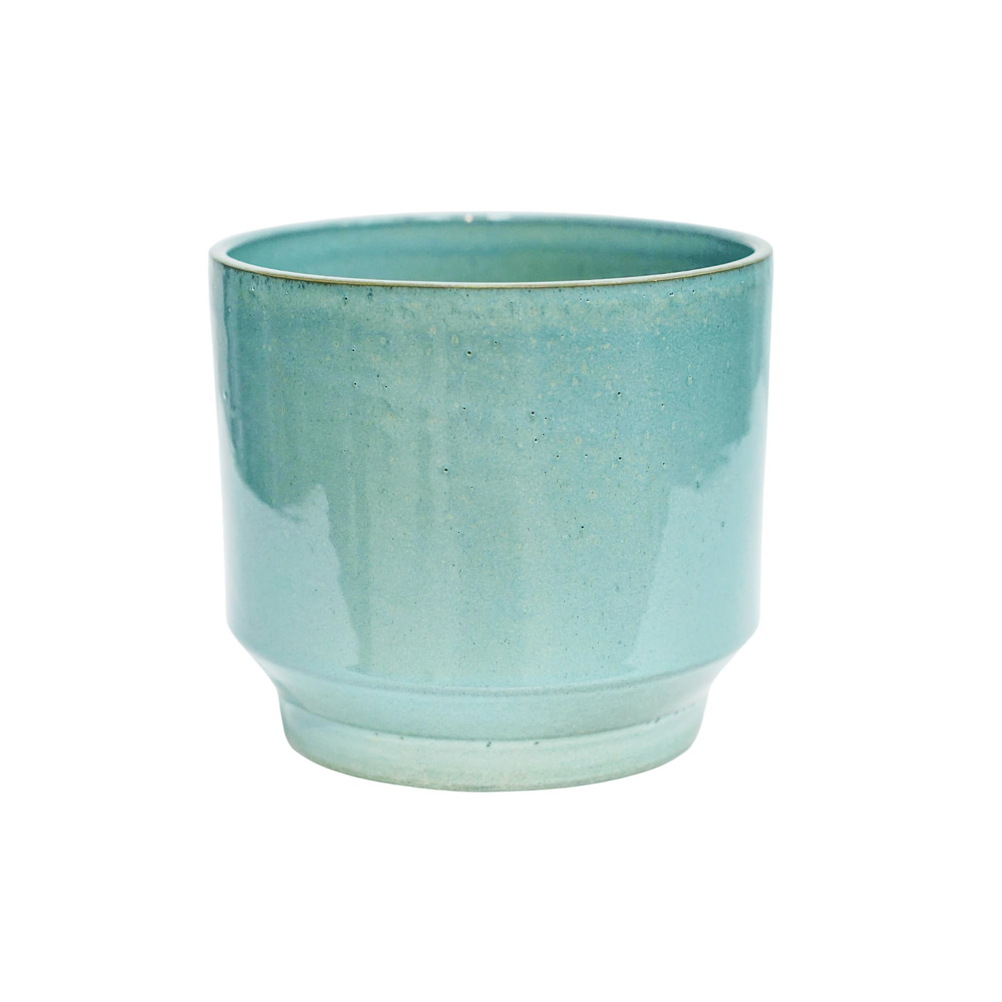 Ivyline Mia Planter in Aqua for Indoor and Outdoor - Round Stylish Flower Pot with Reactive Glaze Finish - Modern Home Decoration - H11 x D11 cm