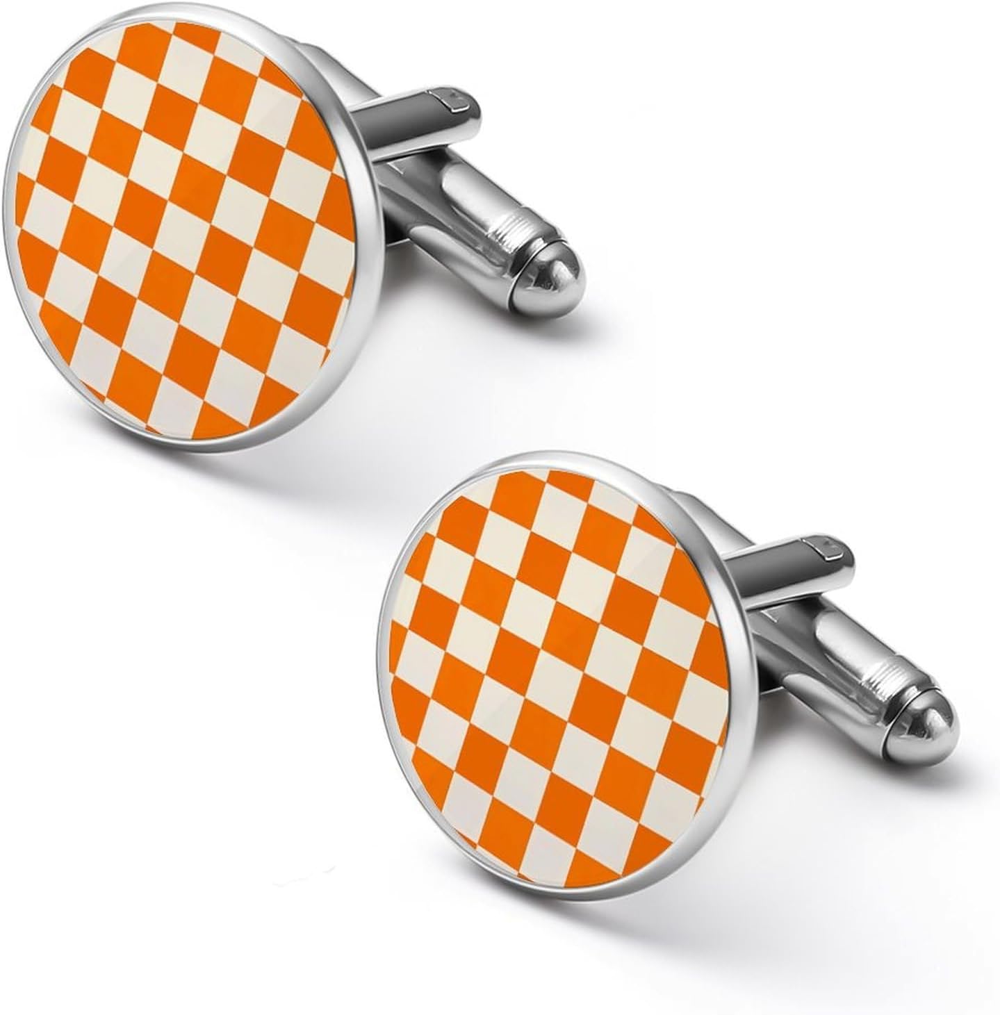 Tennessee Orange White Checkerboard Mens Cufflinks Classic Cuff Links for Wedding Business Accessories