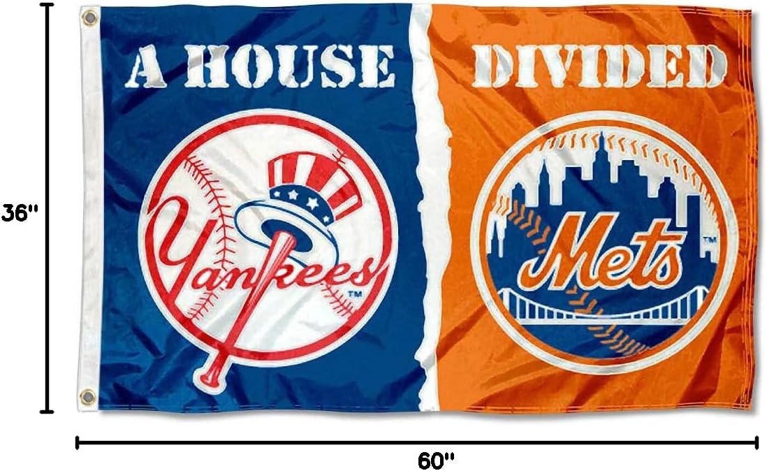 New York Yankees and NY Mets House Divided Flag