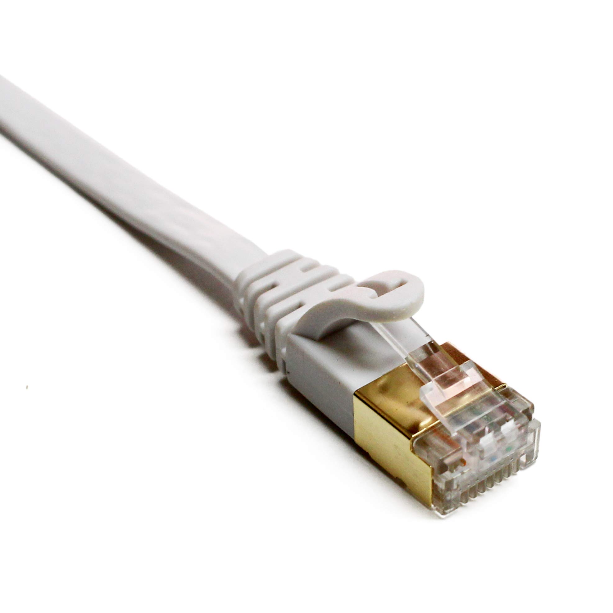 Tera Grand - Cavo patch ultra piatto CAT7 10 Gigabit Ethernet per modem router rete LAN Playstation Xbox - Costruito con connettori RJ45 placcati in oro e schermati, 2,5 m, bianco