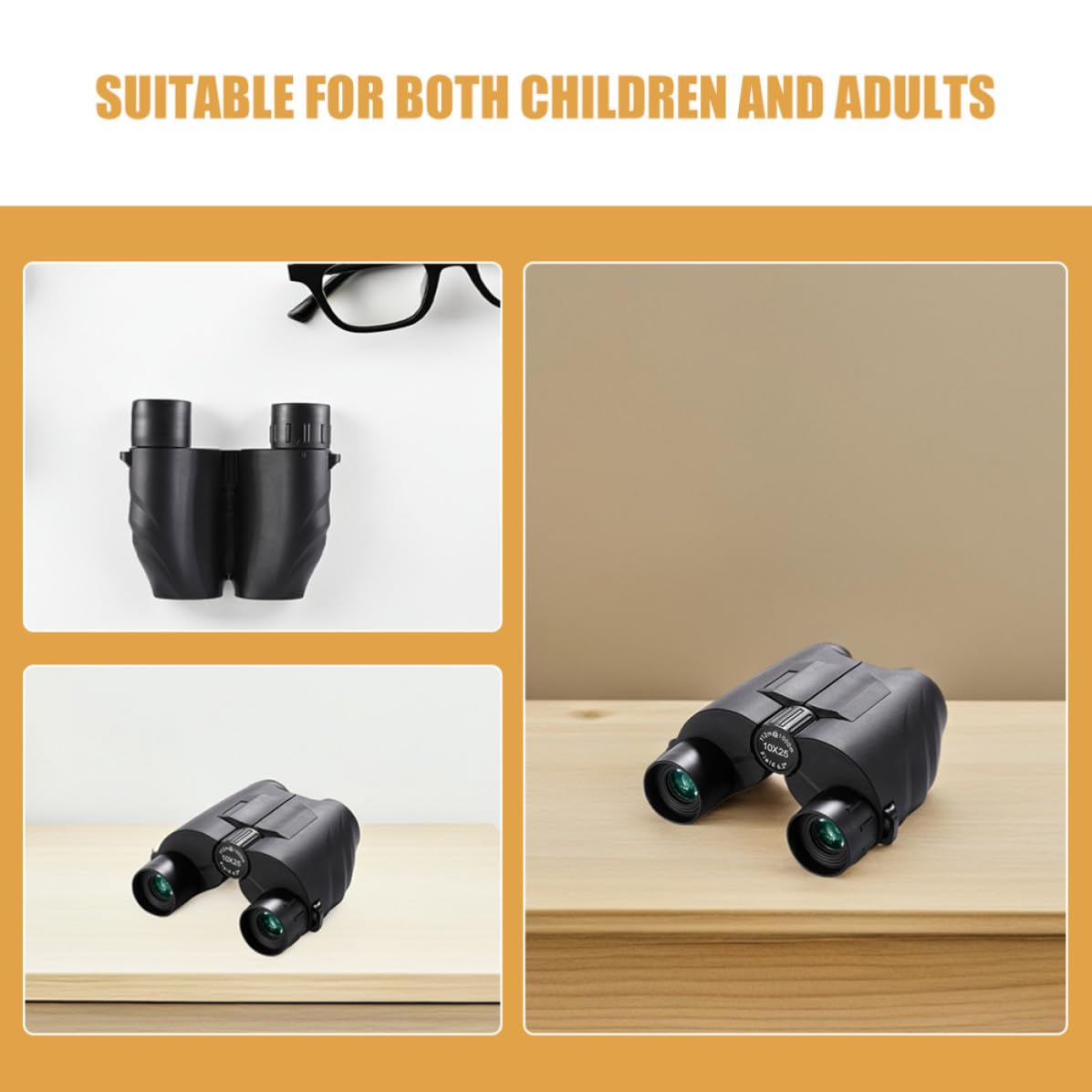 Binocolo 10x25 Compatto Nero in Abs ad Alta Definizione