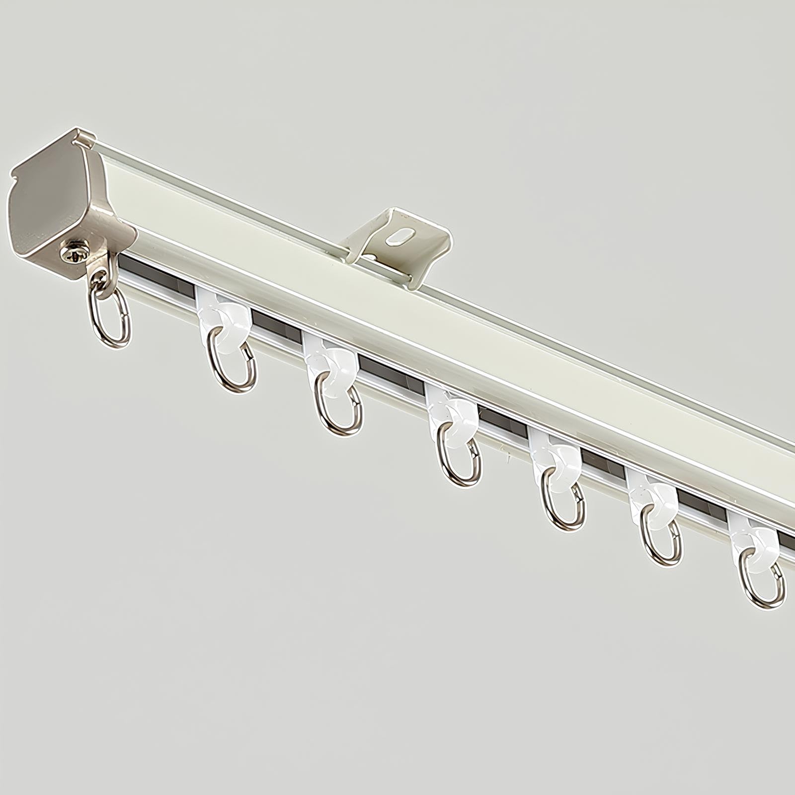 Aluminiowy karnisz, sufit, karnisz, cichy karnisz z rolkami, do biura, salonu, sypialni (biały, A, 1,20 m) - łatwa instalacja i nowoczesny design