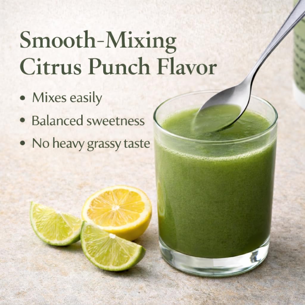 Super Greens Powder - Citrus Punch Flavor - Made with Organic Plant Ingredients, Spirulina, Prebiotic Fiber, Probiotic Culture & Ashwagandha - 28 Servings - Third-Party Tested
