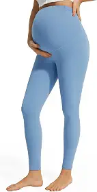 Leggings de maternidade sobre a barriga com bolsos leggings de gravidez não transparentes para treino