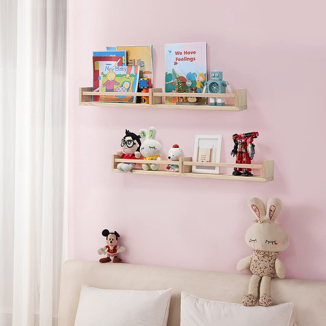 Buy Nursery Bookshelves Wall Mounted, 32inch Wood Floating Wall