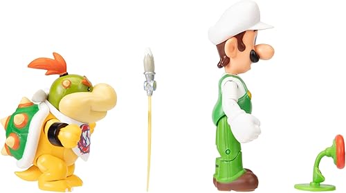 Miniatura 9 de Super Mario Nintendo - Figura de acción de 4 pulgadas, paquete de 2 Fire Luigi & Bowser Jr. con accesorios
