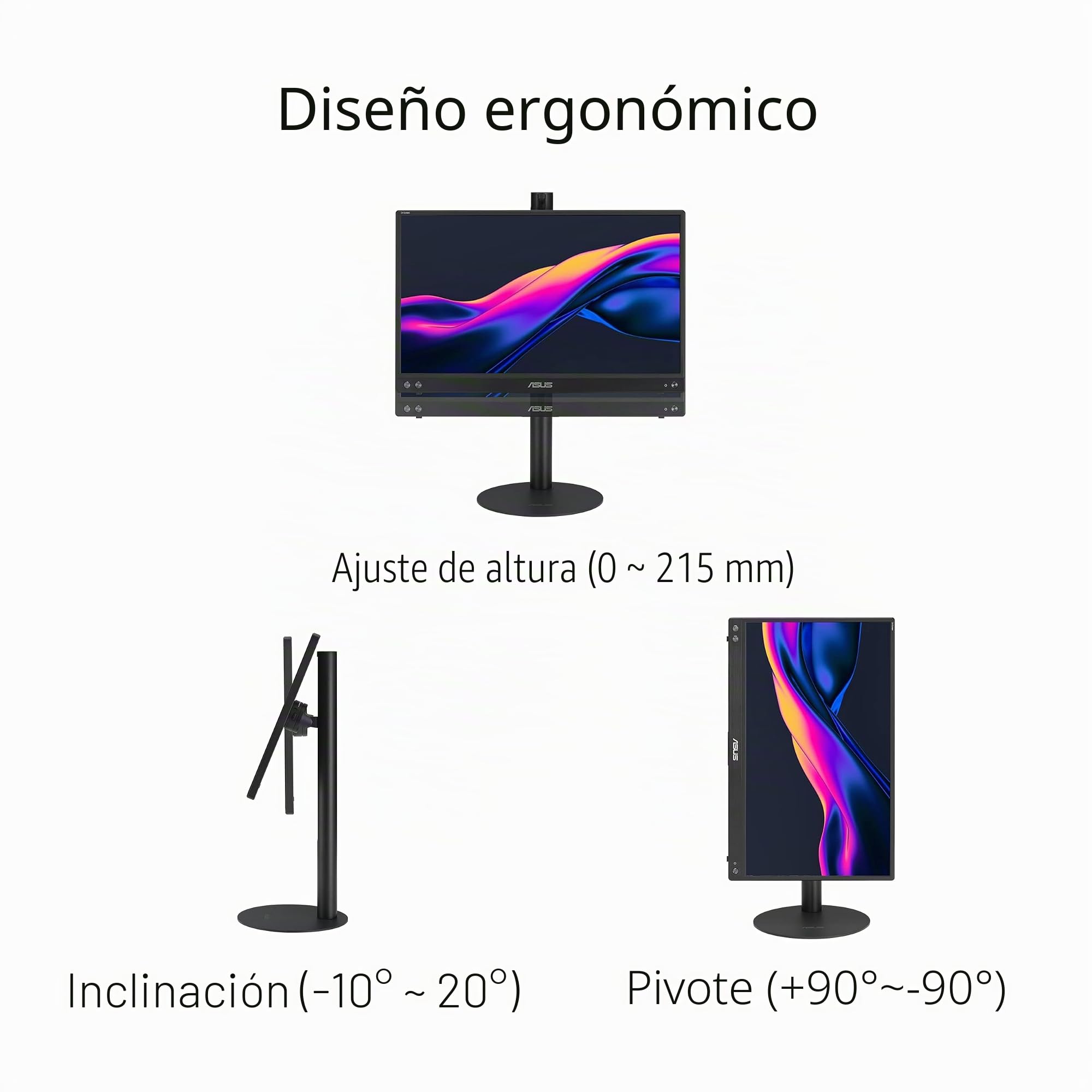 ASUS ZenScreen Stand MTS02D - Soporte ergonómico para monitores portátiles, inclinación, pivote, ajustes de altura, compatible con trípode de 1/4 pulgadas, configuración de trabajo desde casa, oficina