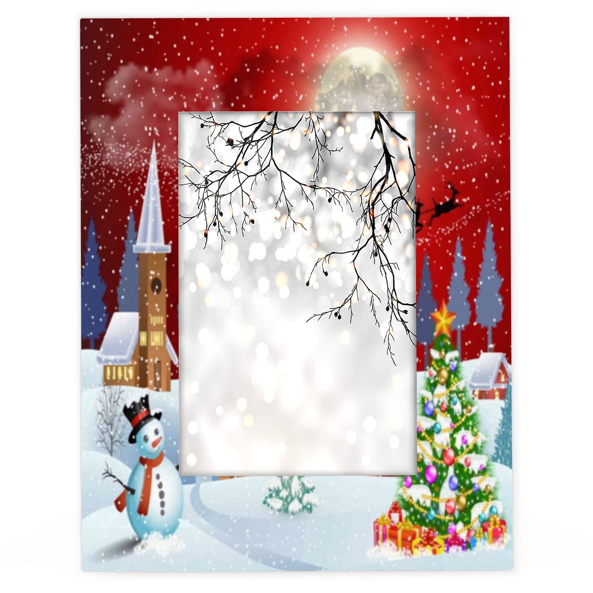 Amazon.co.jp: AUUXVA クリスマスツリー 雪だるま 5x7 写真フレーム 冬 